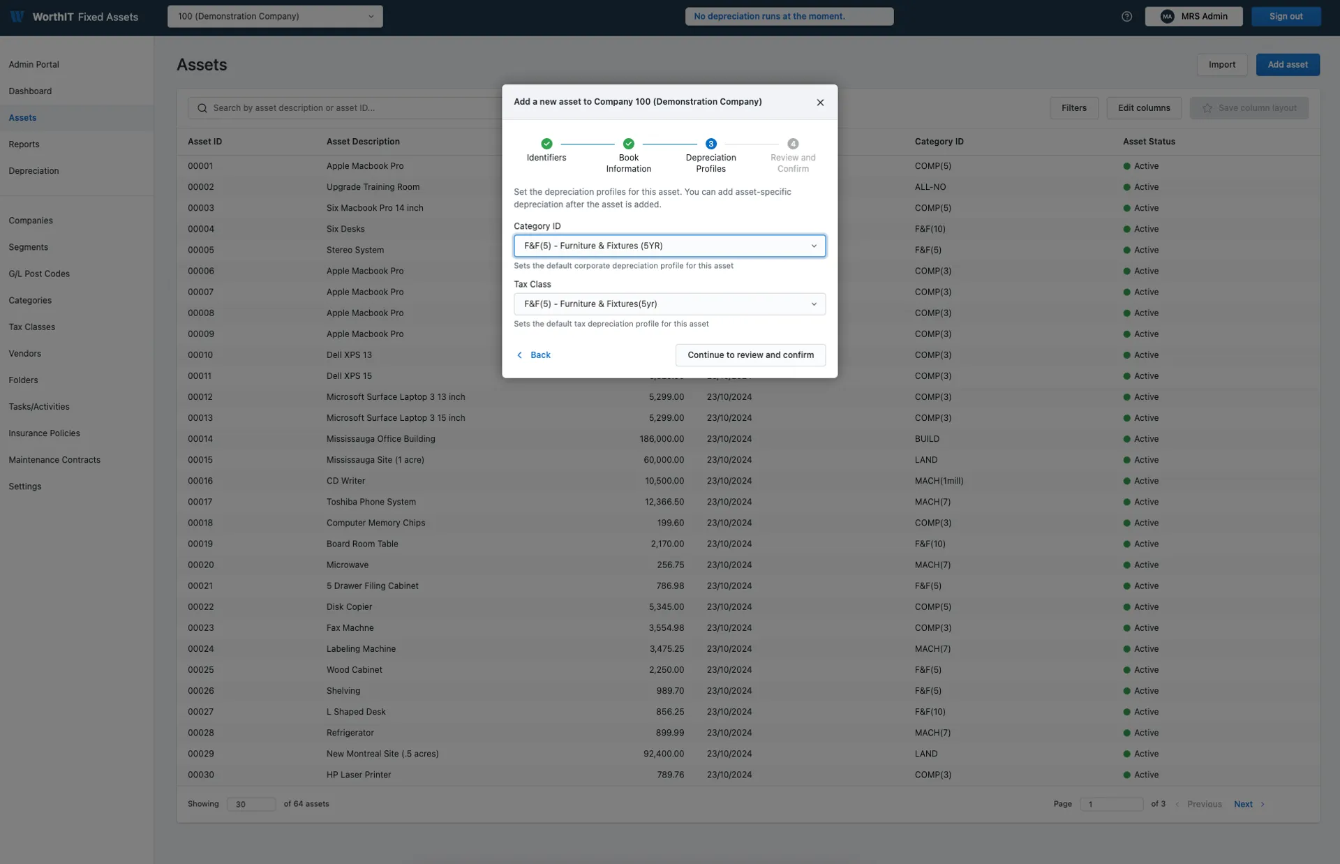 Screenshot of Ss06 - WorthIT Fixed Assets